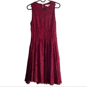 Francesca's burgundy lace fit and flare dress. Women's medium